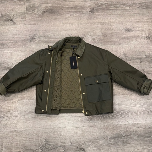 NWT RAG & BONE NONIE 2-IN-1 COTTON BARN JACKET GREEN S W REMOVABLE QUILTED LINER - Picture 8 of 16